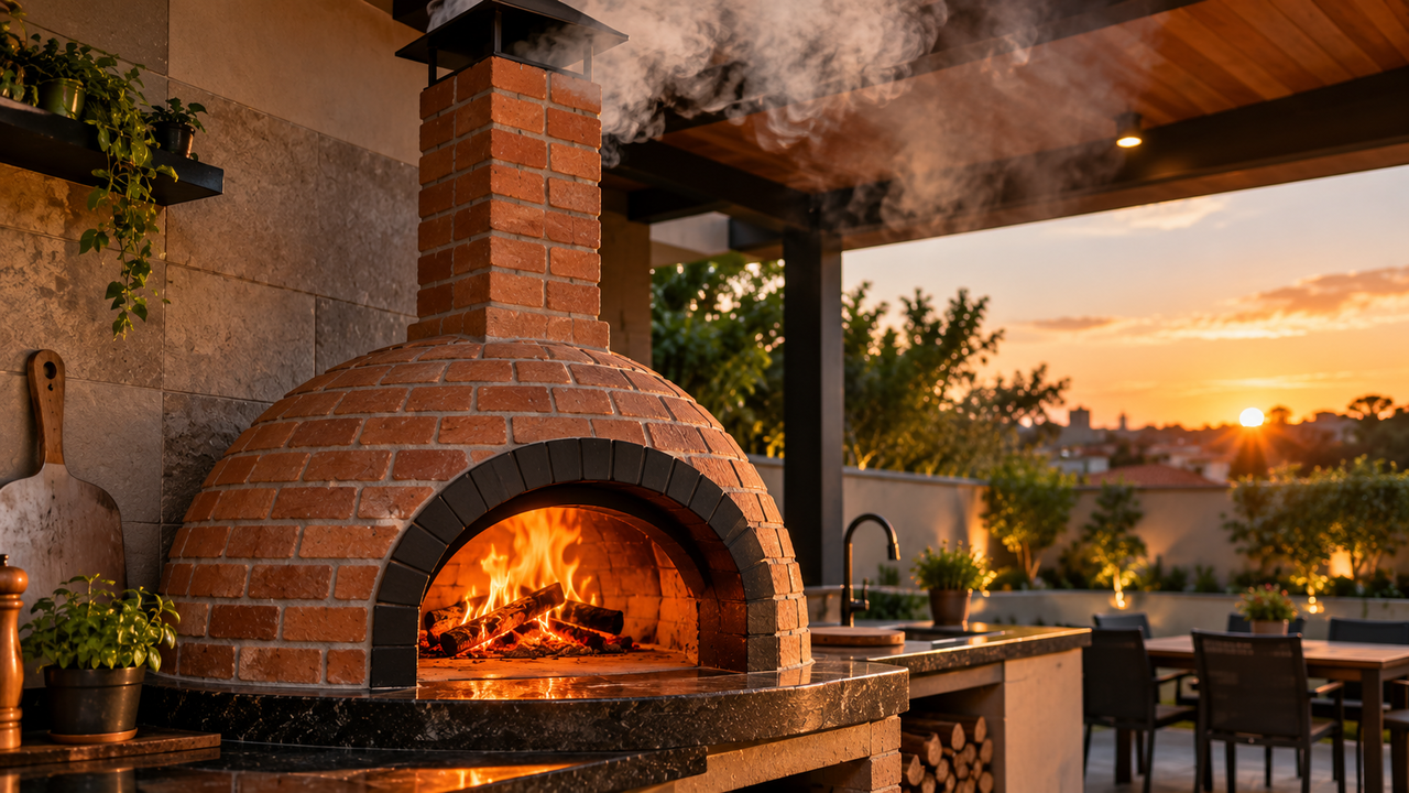 Forno de pizza de alvenaria parece pronto, mas um erro no espaço ao redor pode comprometer a ventilação e encher a área gourmet de fumaça