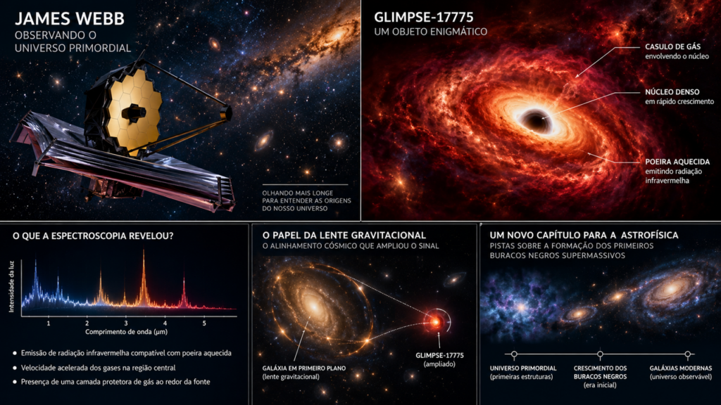 Telescópio espacial encontra estrutura cósmica extremamente rara e revela pista sobre o nascimento dos primeiros buracos negros