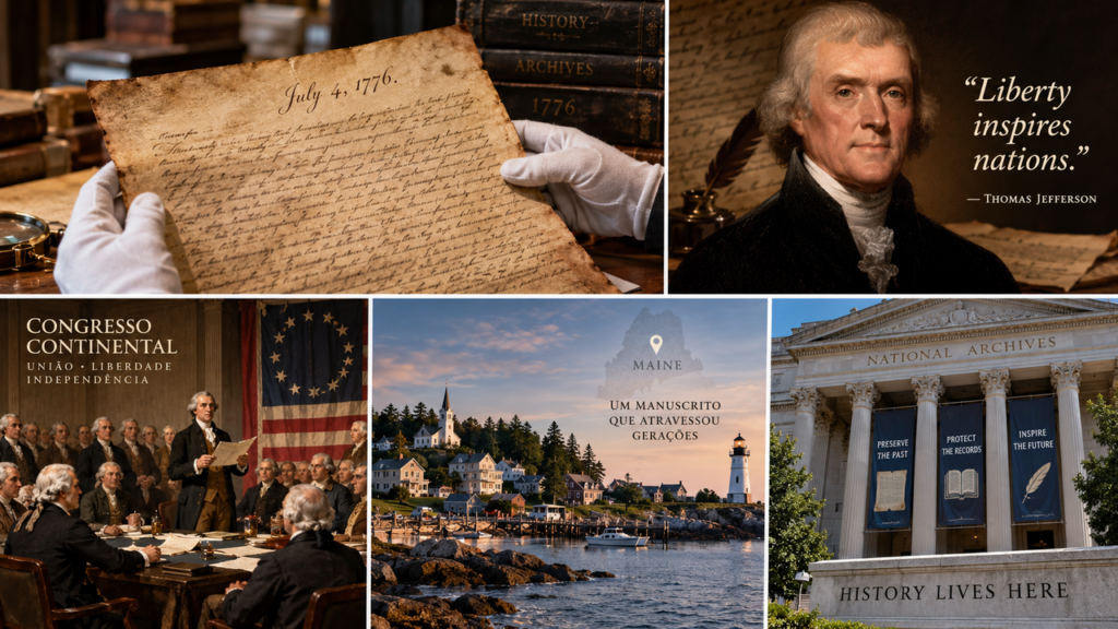 Manuscrito de 1776 é encontrado após séculos e revela um detalhe histórico que sobreviveu escondido no Maine