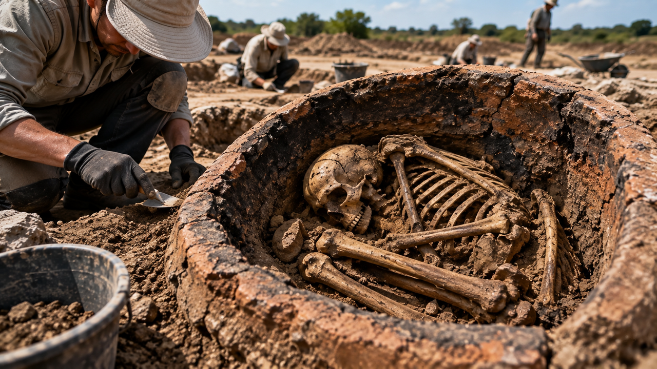 Arqueólogos encontram corpo de jovem com trauma no crânio dentro de um forno pré-histórico e investigam um sepultamento cercado por mistério