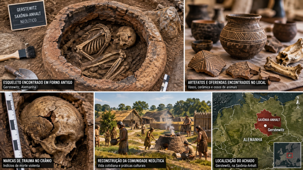 Arqueólogos encontram corpo de jovem com trauma no crânio dentro de um forno pré-histórico e investigam um sepultamento cercado por mistério