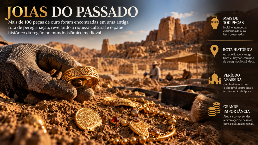 Arqueólogos encontram mais de 100 joias de ouro enterradas há séculos e o tesouro revela um detalhe surpreendente sobre uma antiga rota de peregrinação