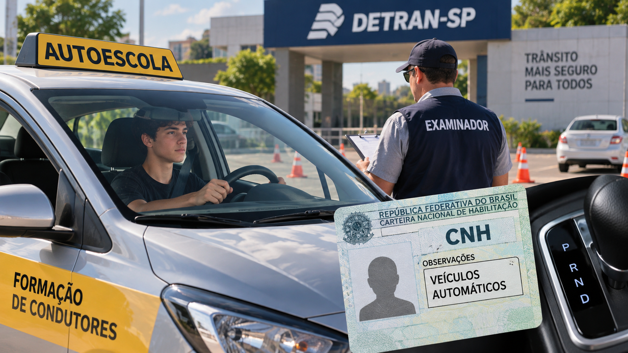 CNH para carros automáticos pode mudar a prova prática no Brasil e criar uma restrição para quem não dirigir veículos manuais