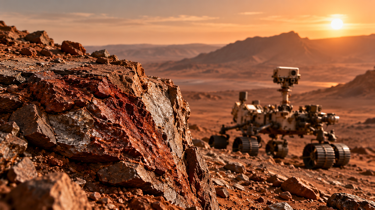 Rover Curiosity rompe rocha em Marte e encontra mineral preservado que guarda pistas sobre a água e as mudanças climáticas do planeta vermelho há bilhões de anos