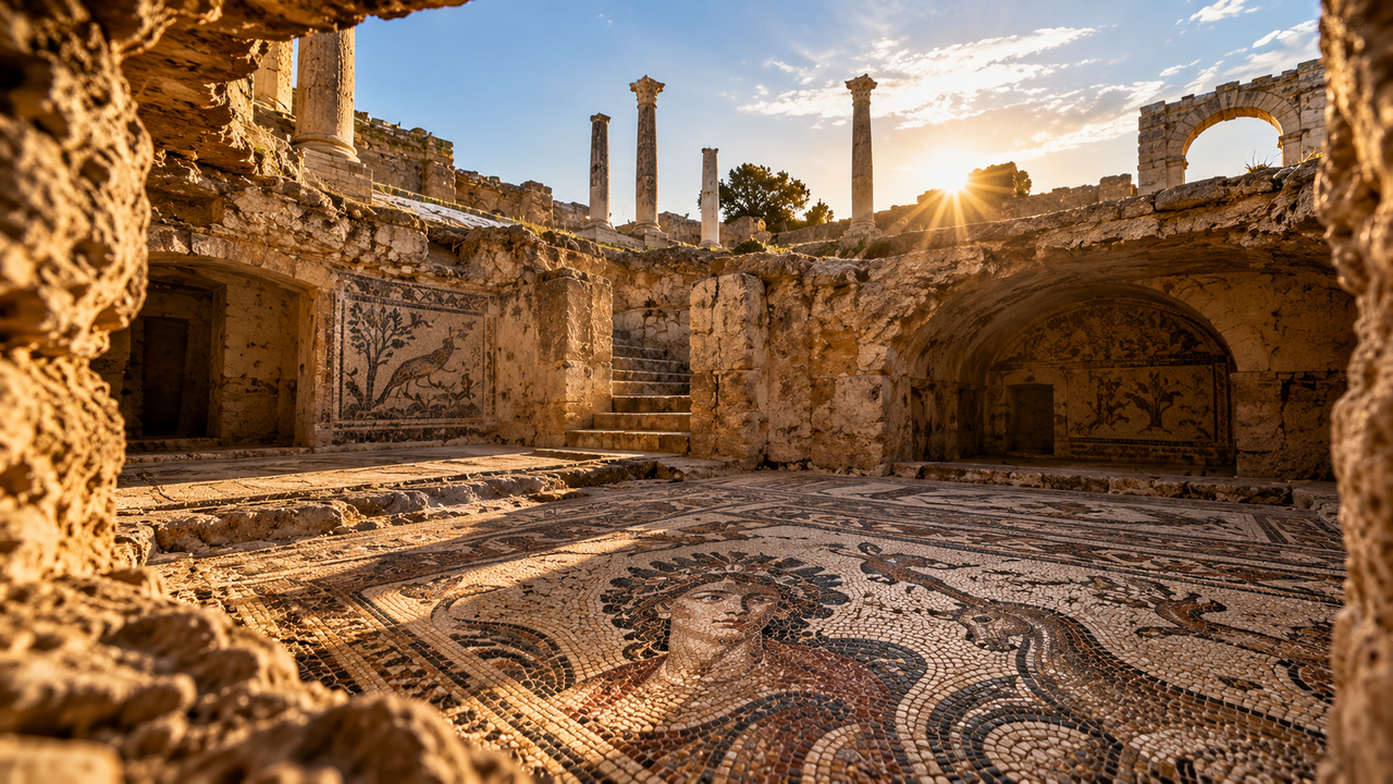 Cidade romana soterrada há séculos é encontrada no norte da África e revela mosaicos de 1.800 anos preservados sob toneladas de sedimentos