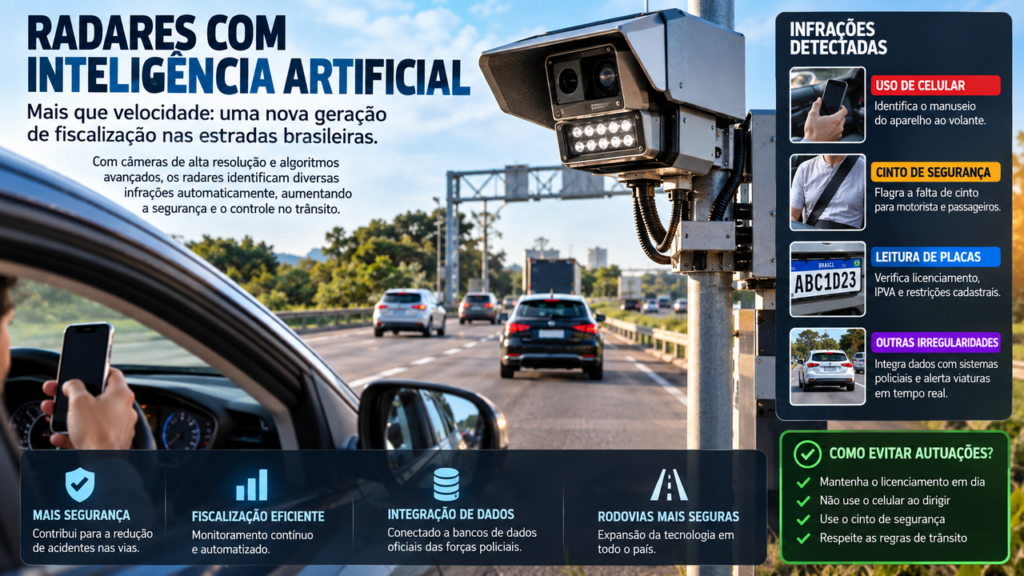 Radares com inteligência artificial chegam às rodovias e começam a identificar infrações que vão muito além do excesso de velocidade
