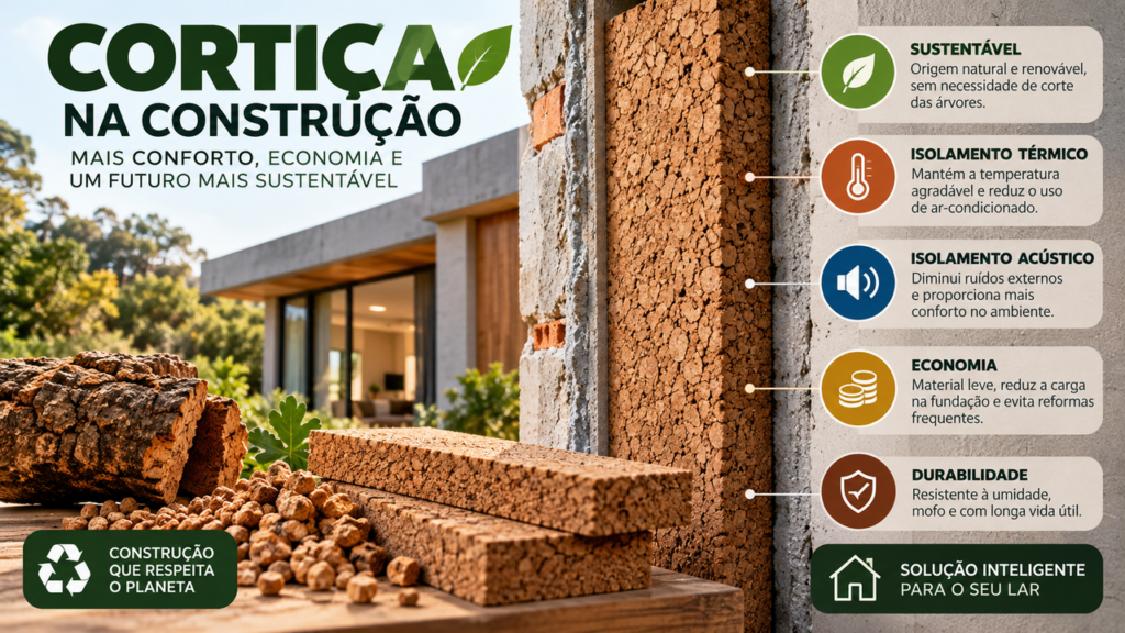 Cortiça nas paredes pode reduzir custos da obra e melhorar o isolamento da casa com uma solução sustentável que pouca gente conhece