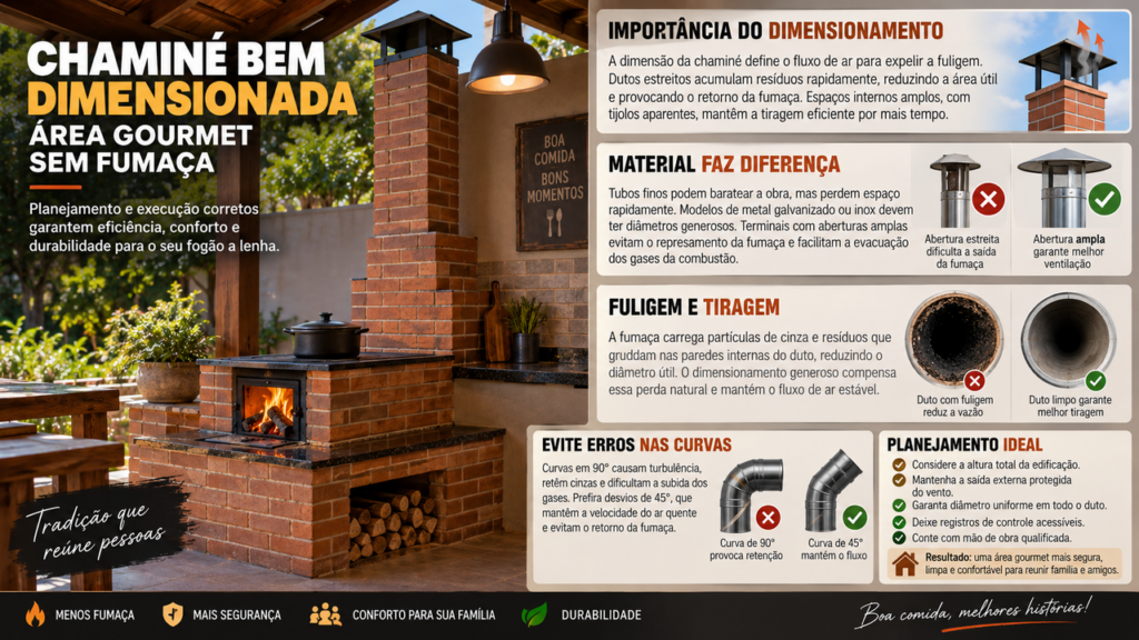 Morador constrói fogão a lenha de tijolos sem deixar o espaço adequado e descobre um detalhe que pode dificultar a ventilação e comprometer a saída da fumaça durante o uso