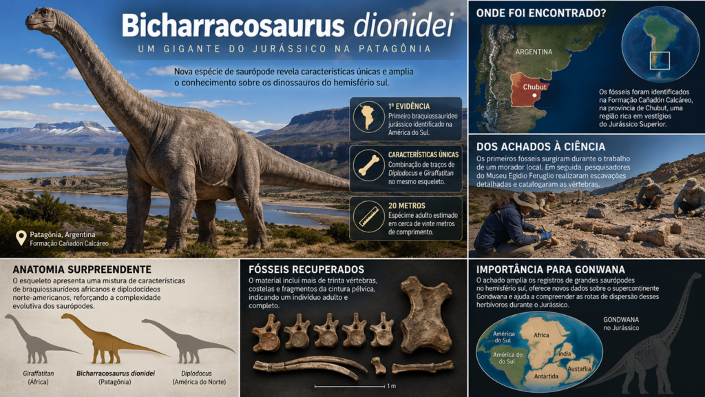 Morador encontra fósseis em sua propriedade, e pesquisadores descobrem dinossauro de 20 metros com anatomia surpreendente, resultado de uma combinação inesperada entre duas linhagens pré-históricas