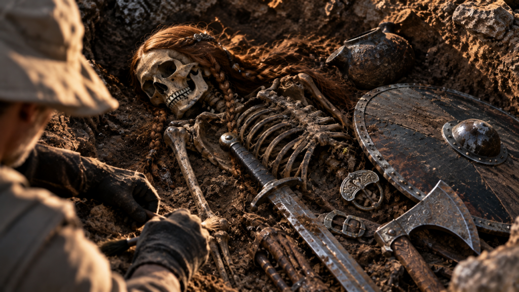 Restos de guerreiras vikings de 1.200 anos revelam marcas nos ossos que podem indicar treinamento intenso com espadas, machados e outras armas