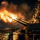 O South Dakota realizou dois ou três salvos contra um navio japonês antes de concentrar o fogo no Kirishima, contra o qual disparou cinco salvos até perder o controle dos sistemas de direção de tiro
