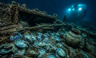 Dois naufrágios da Dinastia Ming foram encontrados a 1.500 metros no Mar do Sul da China, com cerca de 100 mil peças de porcelana e madeira importada