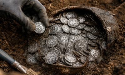 Mais de 3 mil moedas de prata foram encontradas em uma propriedade. O tesouro viking reúne peças da Inglaterra, Alemanha e Noruega