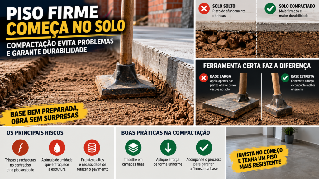 Piso pode afundar por um erro escondido antes do contrapiso: o detalhe na preparação do solo que muita gente ignora