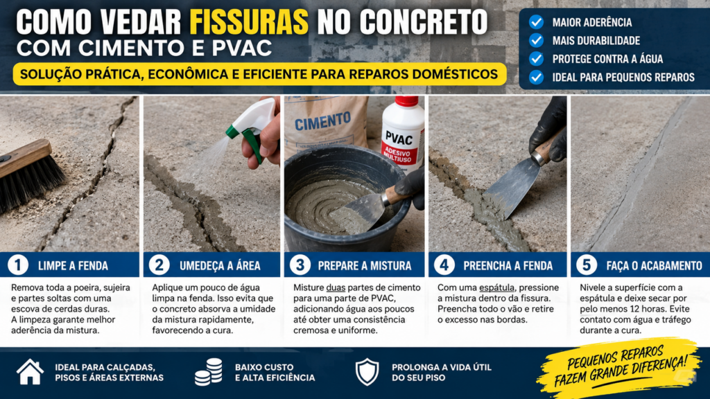 Pedreiro revela o truque com cimento e PVAC que pode esconder pequenas rachaduras no concreto sem precisar quebrar o piso inteiro