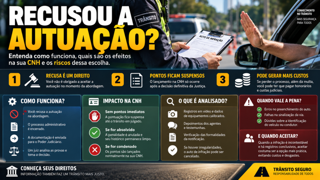 Motoristas precisam saber disso: recusar uma autuação durante a fiscalização pode mudar quando os pontos da multa entram na CNH