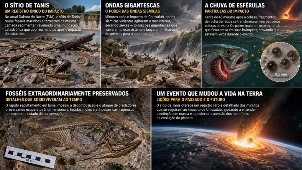 Peixes fossilizados encontrados em um sítio podem ter preservado as primeiras horas do fim dos dinossauros, com animais enterrados vivos enquanto os destroços ainda caíam do céu