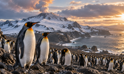 Sonda enviada para uma ilha vulcânica encontra uma colônia enorme de pinguins reunida em uma área de 35 quilômetros quadrados