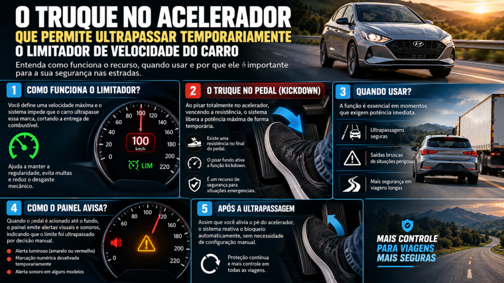 O truque escondido no acelerador que permite passar pelo limitador de velocidade quando o motorista mais precisa