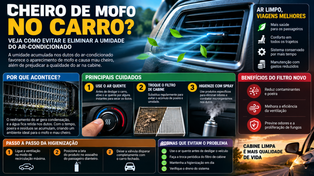 Carro com cheiro podre? Este simples cuidado no ar-condicionado pode ajudar a eliminar a umidade dos dutos