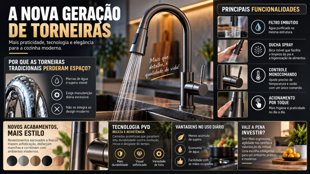 As torneiras cromadas ficaram para trás: o novo modelo que está conquistando cozinhas por ser mais bonito e muito mais funcional