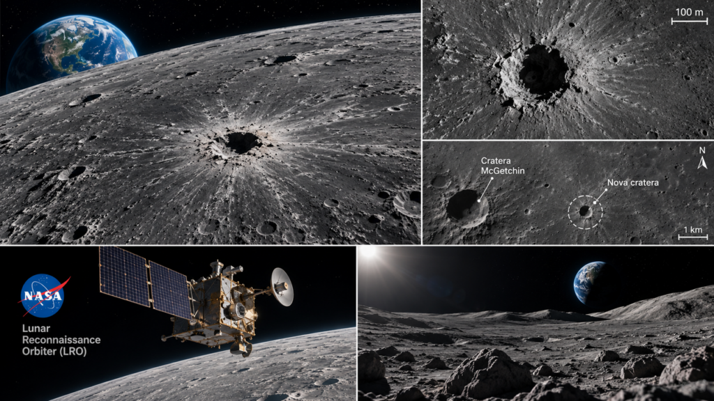 Imagens da NASA revelam uma cratera recém-formada na Lua após um impacto que alterou completamente o relevo da região