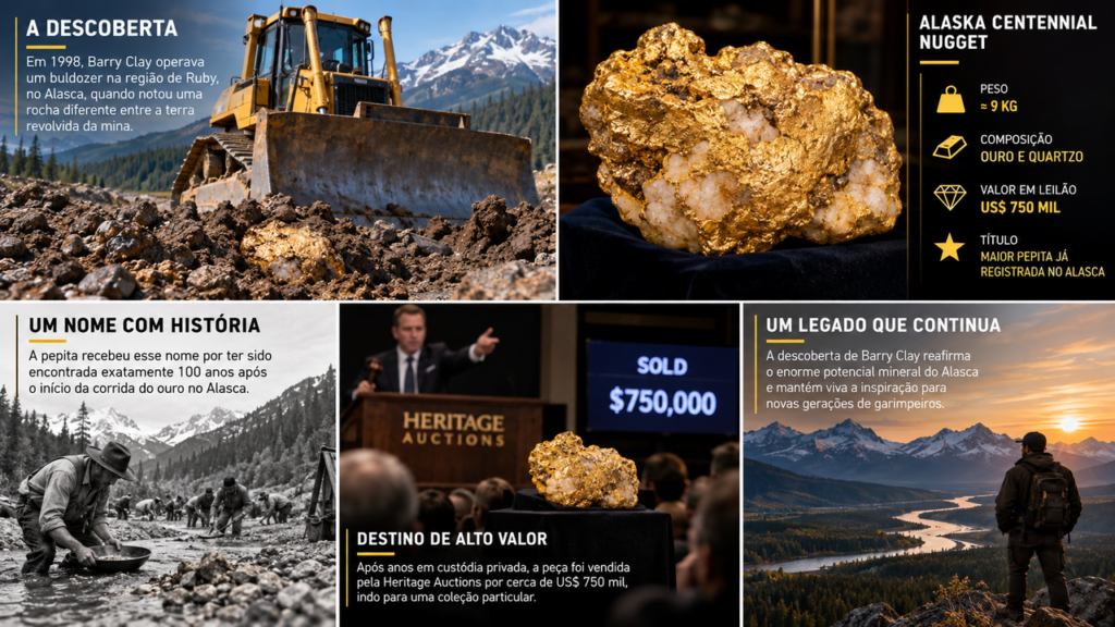Ele estava apenas movimentando toneladas de terra com um buldozer quando uma pedra chamou sua atenção e revelou mais de 9 quilos de ouro