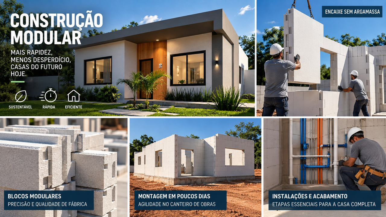 Parece brincadeira de criança: blocos enormes se encaixam igual LEGO, sem argamassa, e permitem levantar as paredes de uma casa em poucos dias
