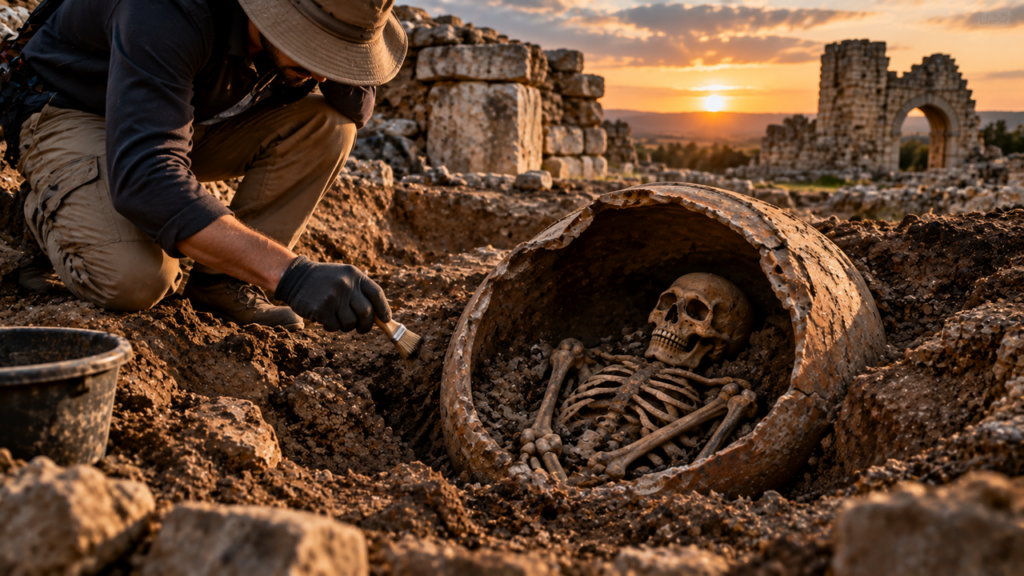 Homem tenta escapar de um ataque há 1.600 anos, se esconde dentro de um enorme vaso de cerâmica, fica preso e acaba encontrado por arqueólogos