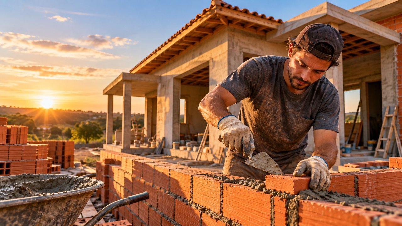 Começou aos 19 anos com um terreno e, sem dinheiro para pagar uma equipe, aprendeu na prática e construiu a própria casa do zero durante cinco anos