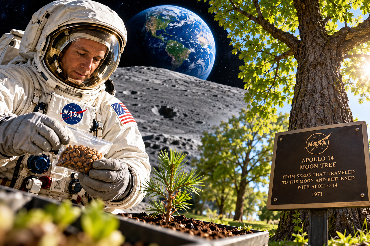 Em 1971, um astronauta levou cerca de 500 sementes de árvores ao redor da Lua e, cinco anos depois, elas cresceram em escolas, universidades, parques e centros da NASA