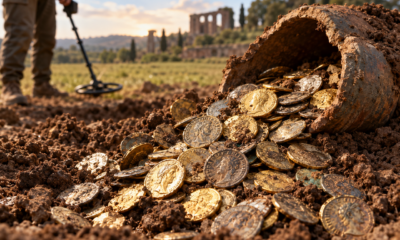 Arqueólogos encontram 2.000 moedas romanas do século IV em uma antiga fazenda e revelam uma prática de comércio que já valorizava metais raros