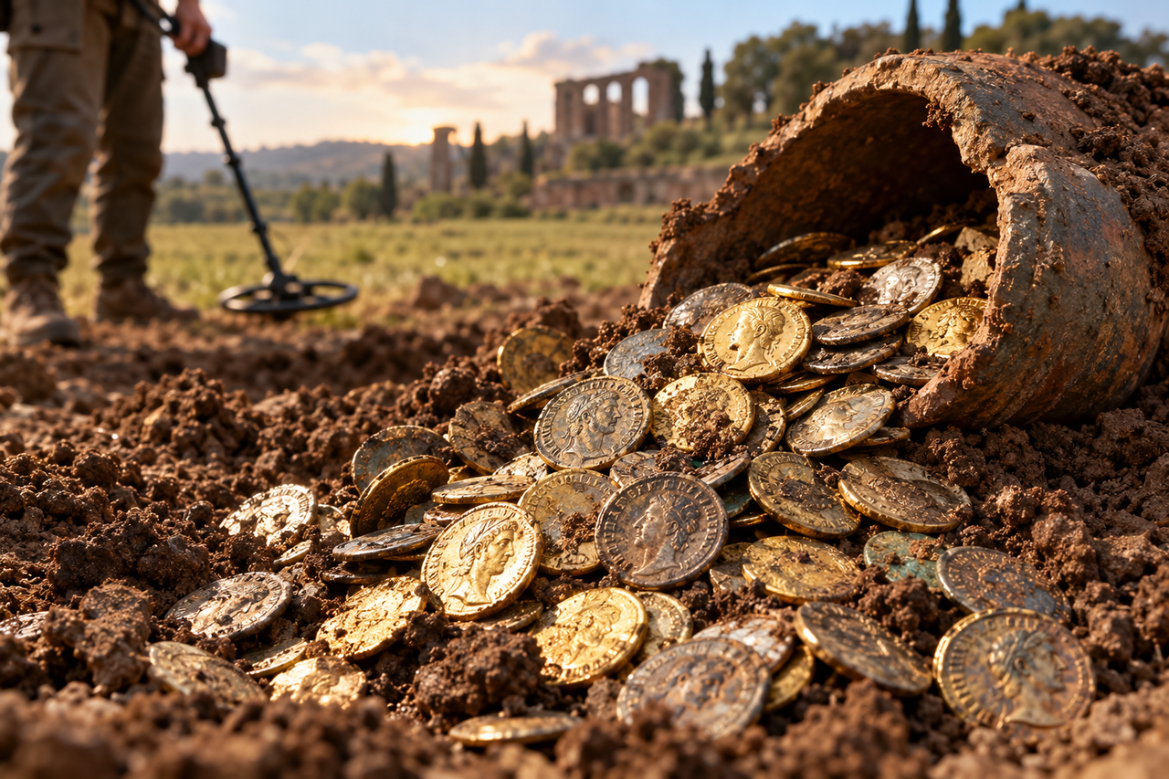 Arqueólogos encontram 2.000 moedas romanas do século IV em uma antiga fazenda e revelam uma prática de comércio que já valorizava metais raros