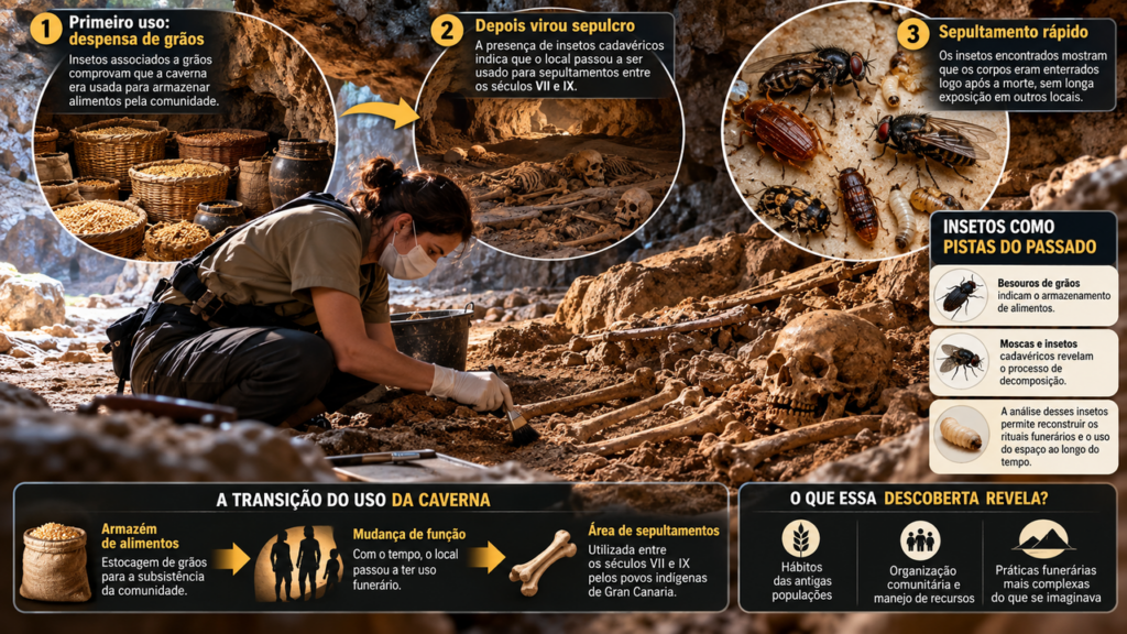 Caverna que já serviu para guardar alimentos escondia mais de 8.000 insetos e agora revela um detalhe surpreendente sobre os funerais dos antigos habitantes