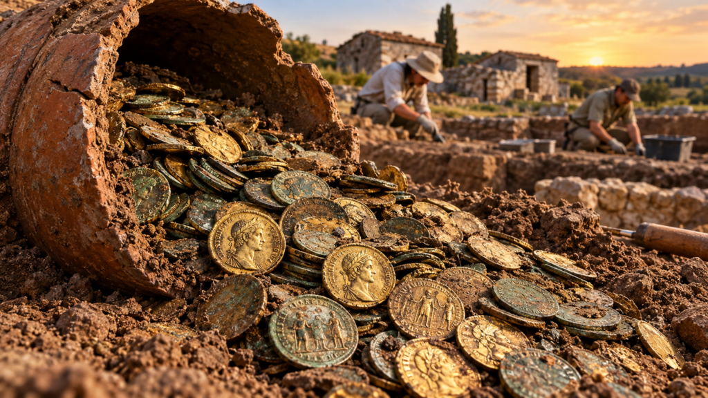Arqueólogos encontram 2.000 moedas romanas do século IV em uma antiga fazenda e revelam uma prática de comércio que já valorizava metais raros
