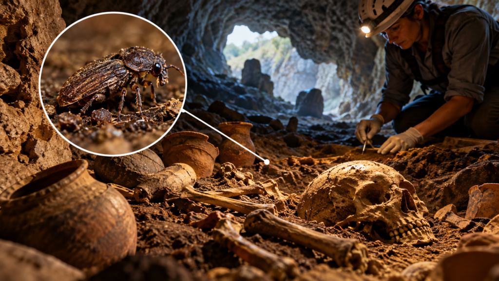 Caverna que já serviu para guardar alimentos escondia mais de 8.000 insetos e agora revela um detalhe surpreendente sobre os funerais dos antigos habitantes