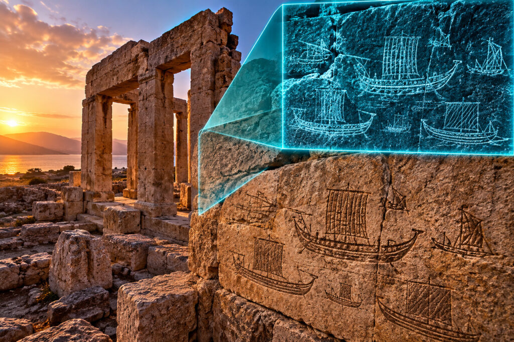 Templo construído há 3.000 anos guardava 23 navios escondidos nas pedras que arqueólogos só conseguiram enxergar décadas depois