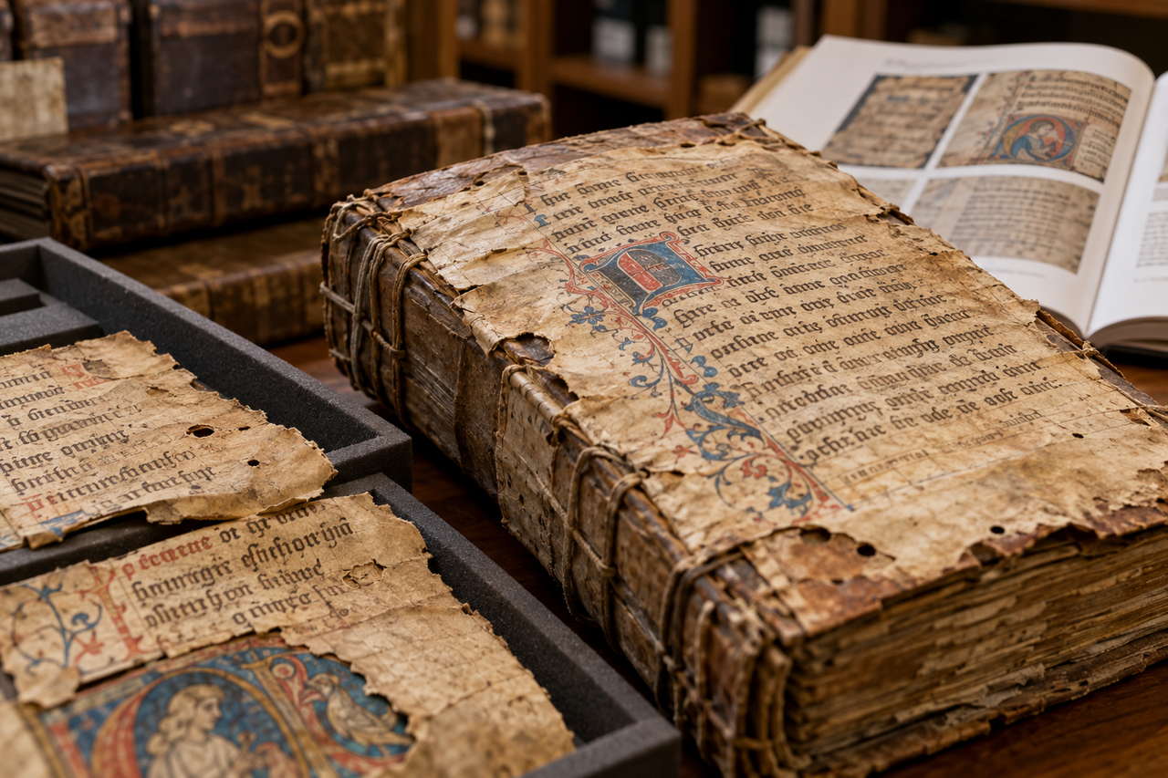 17 manuscritos medievais com até 800 anos estavam escondidos à vista de todos e sobreviveram por séculos após serem reciclados como capas de livros