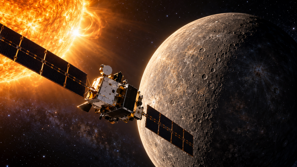 Após anos de viagem pelo espaço, a primeira missão a alcançar Mercúrio com dois satélites finalmente chega ao destino e inicia uma nova era de descobertas