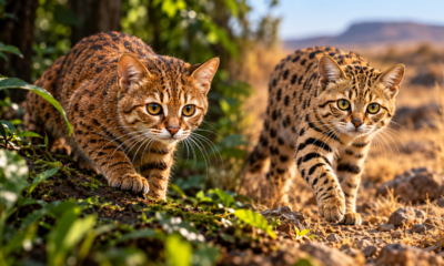 Parecem gatos domésticos em miniatura, mas são predadores selvagens: duas espécies de felinos minúsculos impressionam pela precisão e pelas estratégias de caça