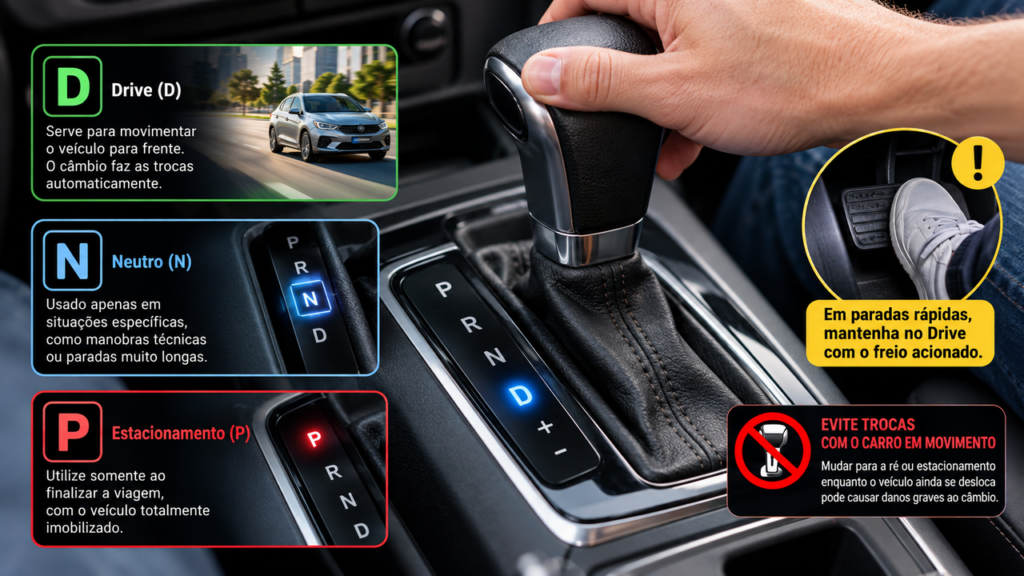 Você sabe o que significa a letra “D” no carro? A indicação no câmbio chama atenção e revela uma função que poucos conhecem