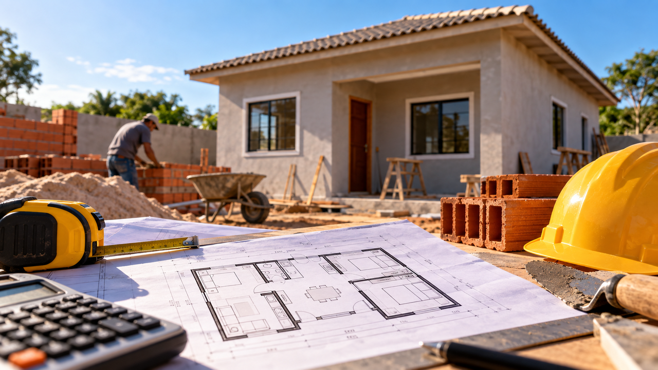 Quanto custa construir uma casa de 2 quartos para morar com os filhos e quanto é preciso reservar para materiais, mão de obra e acabamento