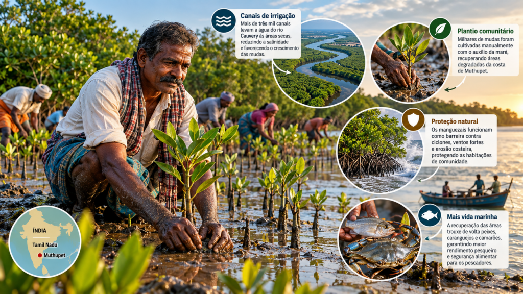 Em 1998, pescador começou a recuperar manguezais para proteger a comunidade e, 20 anos depois, projeto já havia restaurado milhares de hectares