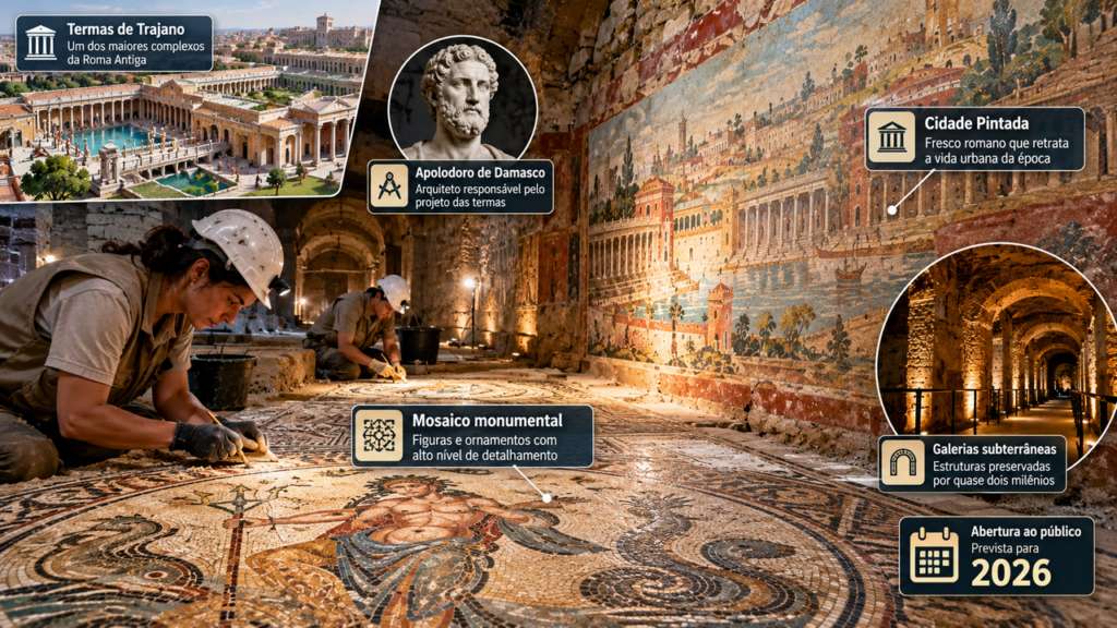 Arqueólogos escavam o subsolo de Roma e encontram um tesouro de quase 2 mil anos com mosaicos e pinturas que sobreviveram ao tempo