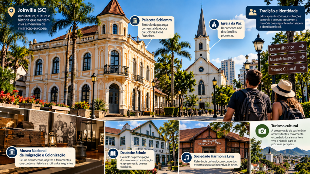 Fundada em 1849 por imigrantes alemães, Joinville preserva construções históricas e reúne importantes referências da imigração europeia em Santa Catarina
