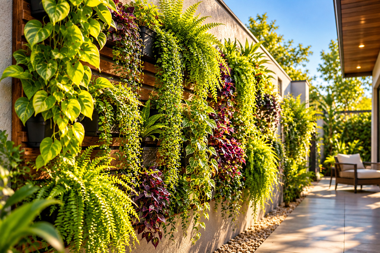 Morador transforma uma parede externa completamente esquecida em um jardim vertical impressionante e encontra uma forma de cultivar dezenas de plantas sem ocupar espaço no chão
