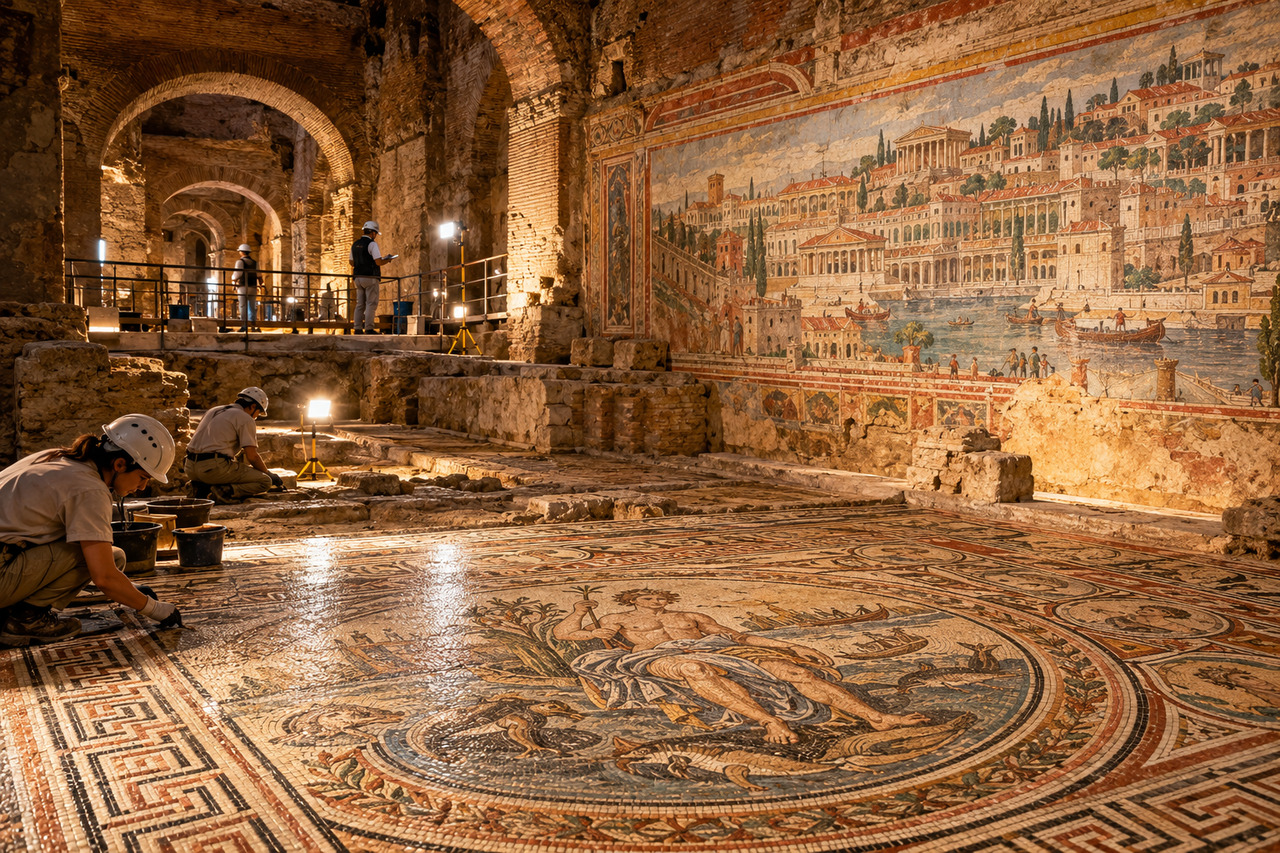 Arqueólogos escavam o subsolo de Roma e encontram um tesouro de quase 2 mil anos com mosaicos e pinturas que sobreviveram ao tempo