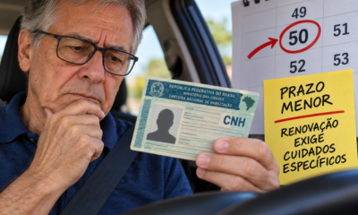 Quem tem mais de 50 anos precisa redobrar a atenção com a CNH: prazo de validade diminui e renovação exige cuidados específicos