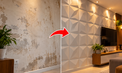 Adeus à remoção da parede desgastada: o painel 3D que pode ser instalado sobre uma base adequada e renovar o ambiente sem quebradeira nem reforma interminável