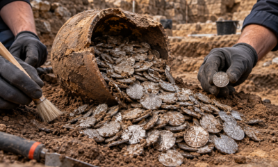Arqueólogos encontram mais de 2.600 moedas de prata escondidas em um jarro e revelam um tesouro medieval enterrado há quase 600 anos